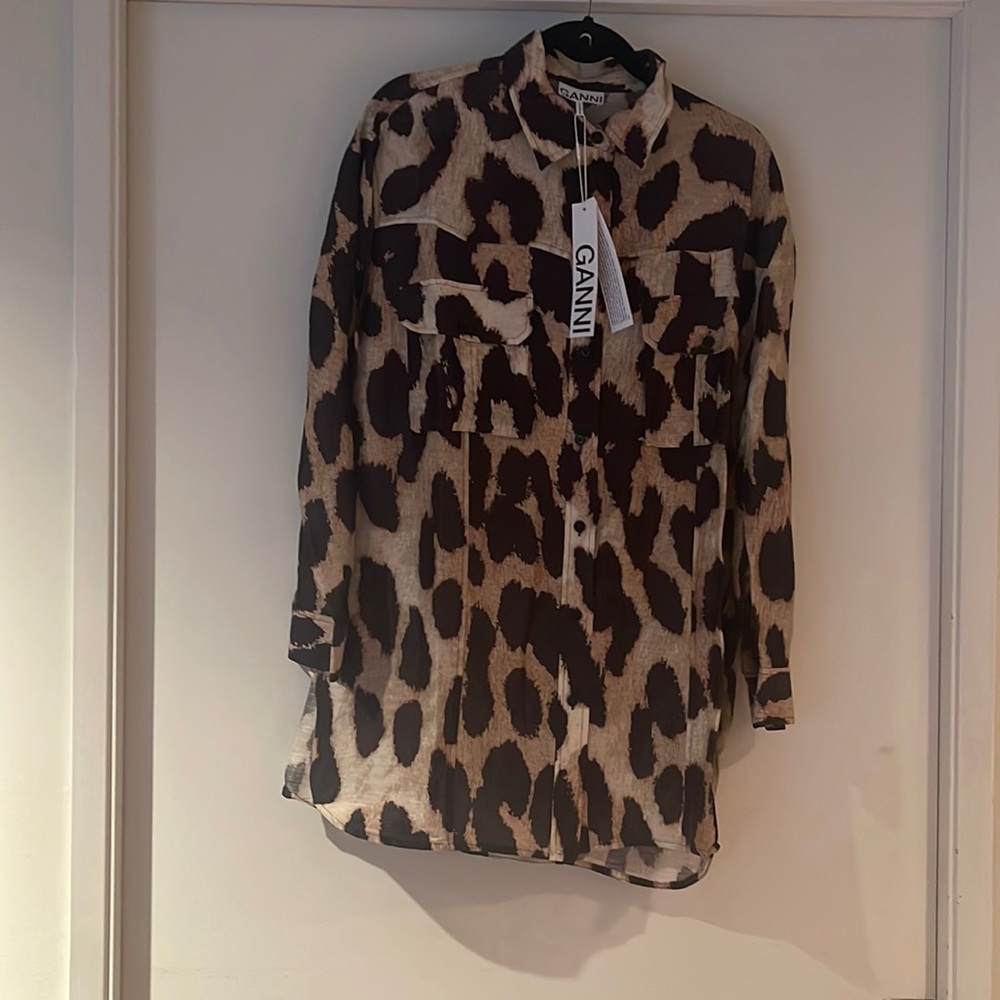 Ganni animal print shirt